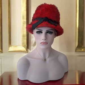 Monte Carlo vintage red & black dress hat Caro-line Model Made in Italy